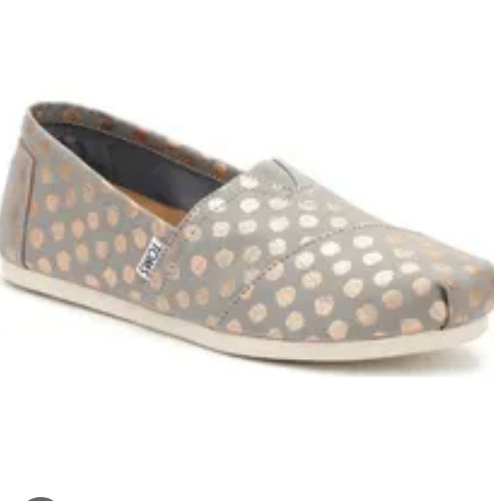 Toms Gold Flats with Comfortable Fit and Polka Dot Design